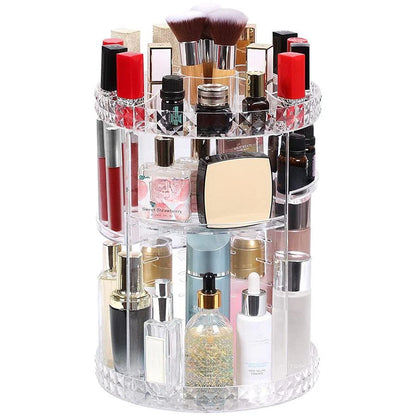 1pc Cosmetic Organiser, 360 degree rotatable adjustable cosmetic storage display case, easy assembly required by Smarsty