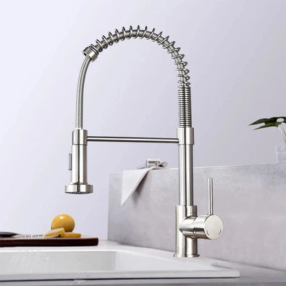 Brushed Nickel Kitchen Faucet with 360 Degree Rotation - Smarsty
