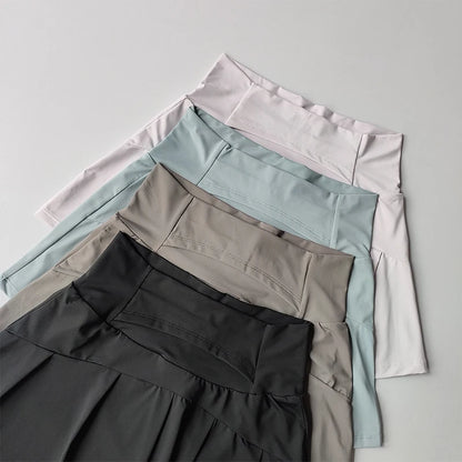 High Waisted Sports Short Skirt, Summer New Cool and Anti Glare Lined Shorts Women's Fitness Yoga Quick Drying A-line Skirt - Smarsty