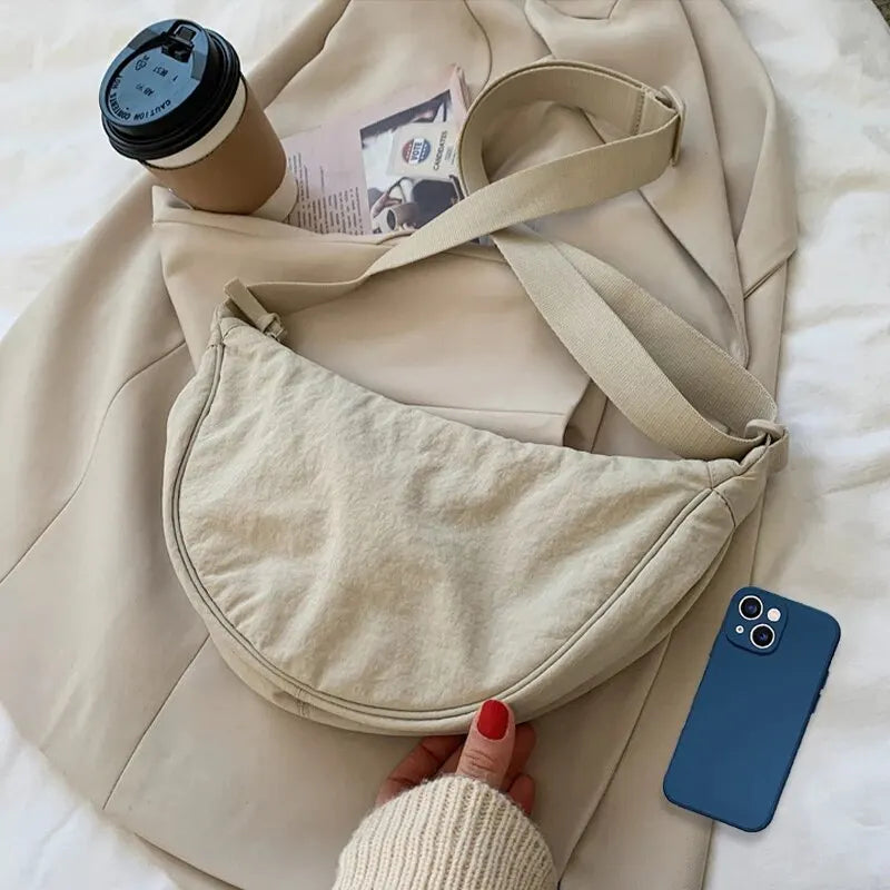 Nylon Shoulder Bag Large Capacity Womens Dumpling Style - Smarsty
