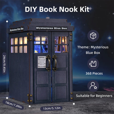 Book Nook Kit Mysterious Telephone Booth DIY Wooden Puzzle Handmade Bookshelf Dollhouse Model Bookend Building Home Decoration - Smarsty