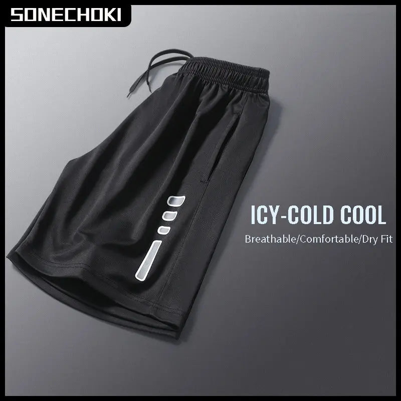 SONECHOKI Running Shorts Men Striped Printing Loose Basketball Sport Gym Breathable Shorts Fitness Training Workout Bottom Male - Smarsty