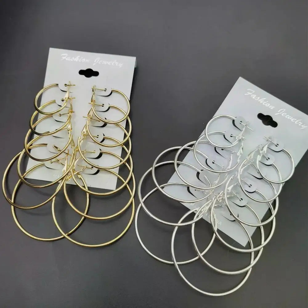 Big Circle Hoop Earrings Set for Women - Smarsty