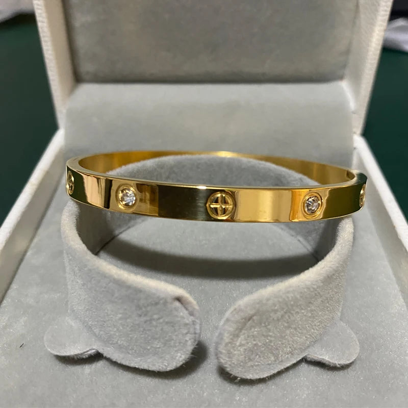 Gold Color Zircon Cross Nut Nail Bracelet for Women - Smarsty
