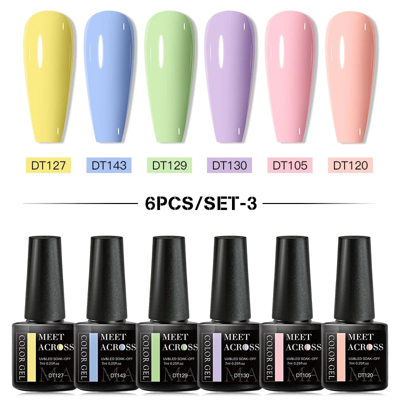 Macaron Series Gel Nail Polish Set with Glitter - Smarsty