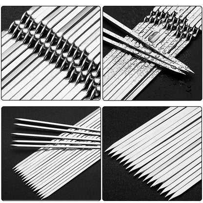 Stainless Steel Barbecue Skewers Reusable Easy Clean Design - Smarsty