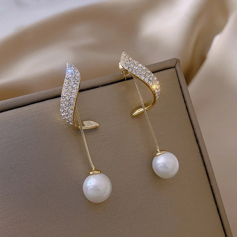 Elegant Long Tassel Pearl Dangle Earrings for Wedding Jewelry - Smarsty