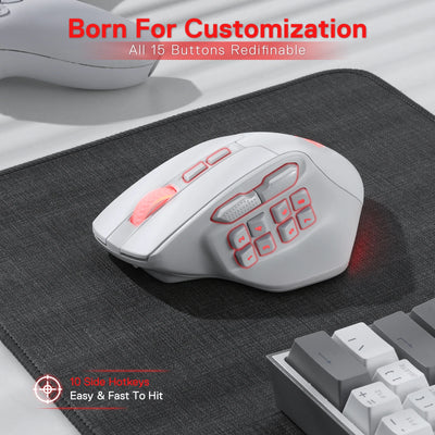 Redragon M811 PRO Wireless MMO Gaming Mouse, 15 Programmable Buttons RGB Gamer Mouse, 10 Side Macro Keys - Smarsty