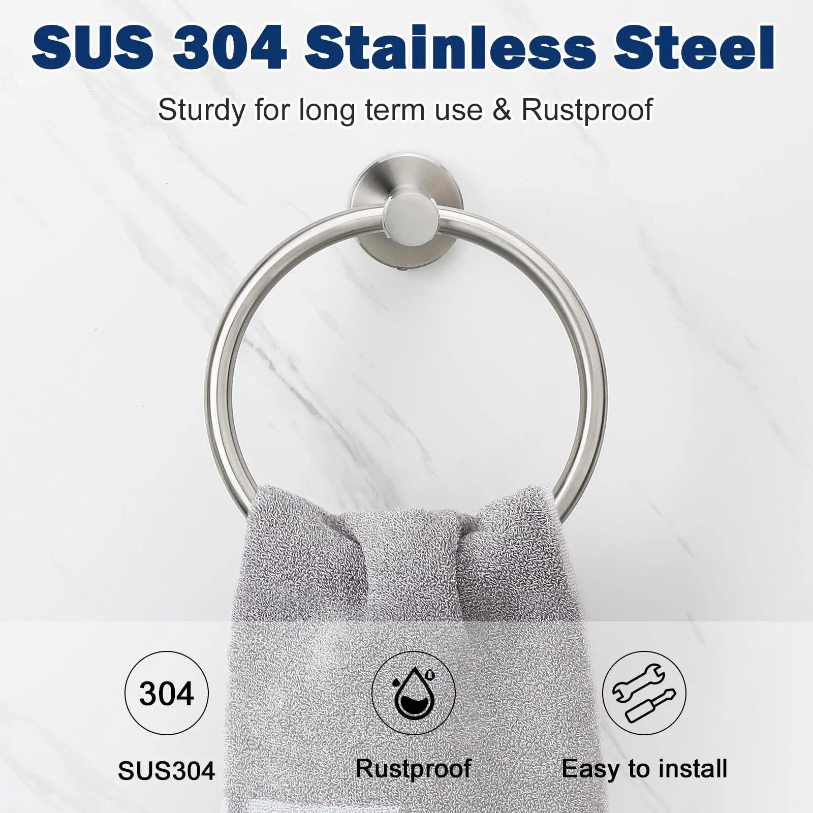 Modern Stainless Steel Towel Ring for Easy Storage - Smarsty