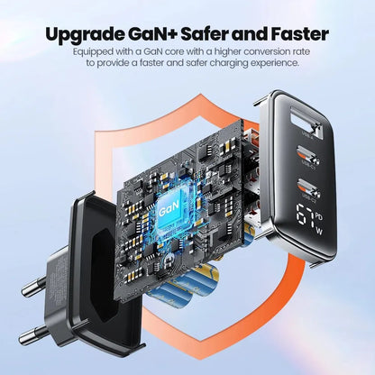 GaN USB Type C Charger With Digital Display 65W Power - Smarsty