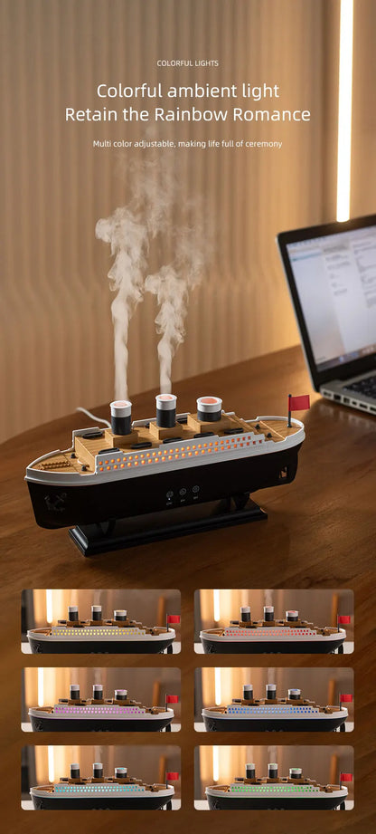 Ship Train Shape Ultrasonic Humidifier With Colorful Lights - Smarsty