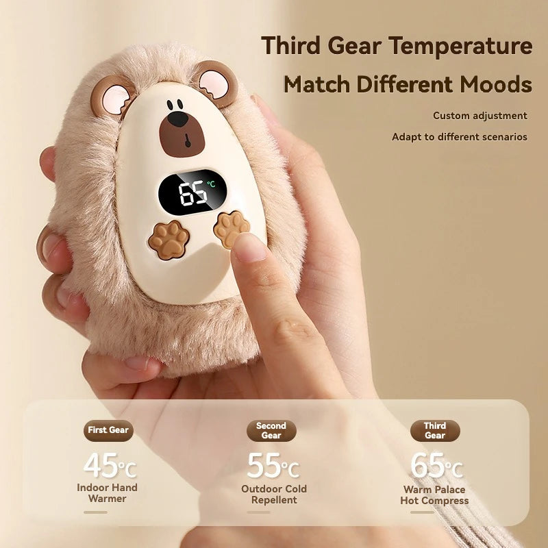 Plush Hand Warmer Winter Mini Portable Three-speed Adjustment Battery Life Long-lasting Smart Temperature Control Hand Warmer - Smarsty