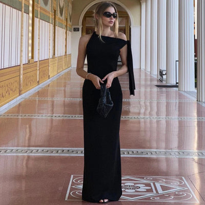 Hugcitar Fashion Solid O Neck Sleeveless Patchwork Sexy Bodycon Maxi Prom Dress Summer Women Clothes Party Festival Club Y2K - Smarsty