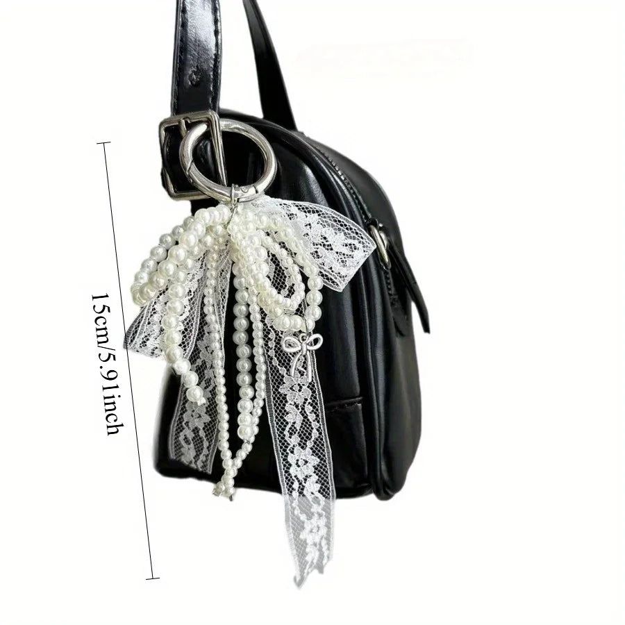 1PC Pearl Lace Bow Pendant, Fashionable High-quality Bag Pendant, Car Key Chain Pendant, Pendant
