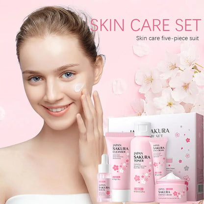 5/3pcs/Set Sakura Skin Care Sets Face Cream Serum Toner Facial Cleanser Sunscreen Eye Cream Gift Box Face Skin Care Set Product - Smarsty