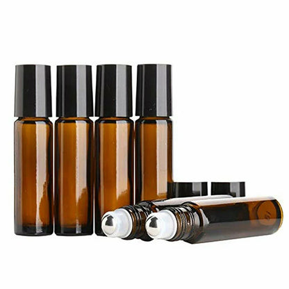 10 Pack Amber Glass Roll On Bottles for Essential Oils - Smarsty