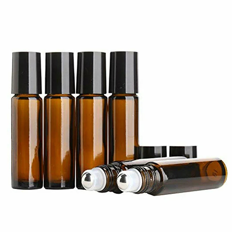 10 Pack Amber Glass Roll On Bottles for Essential Oils - Smarsty