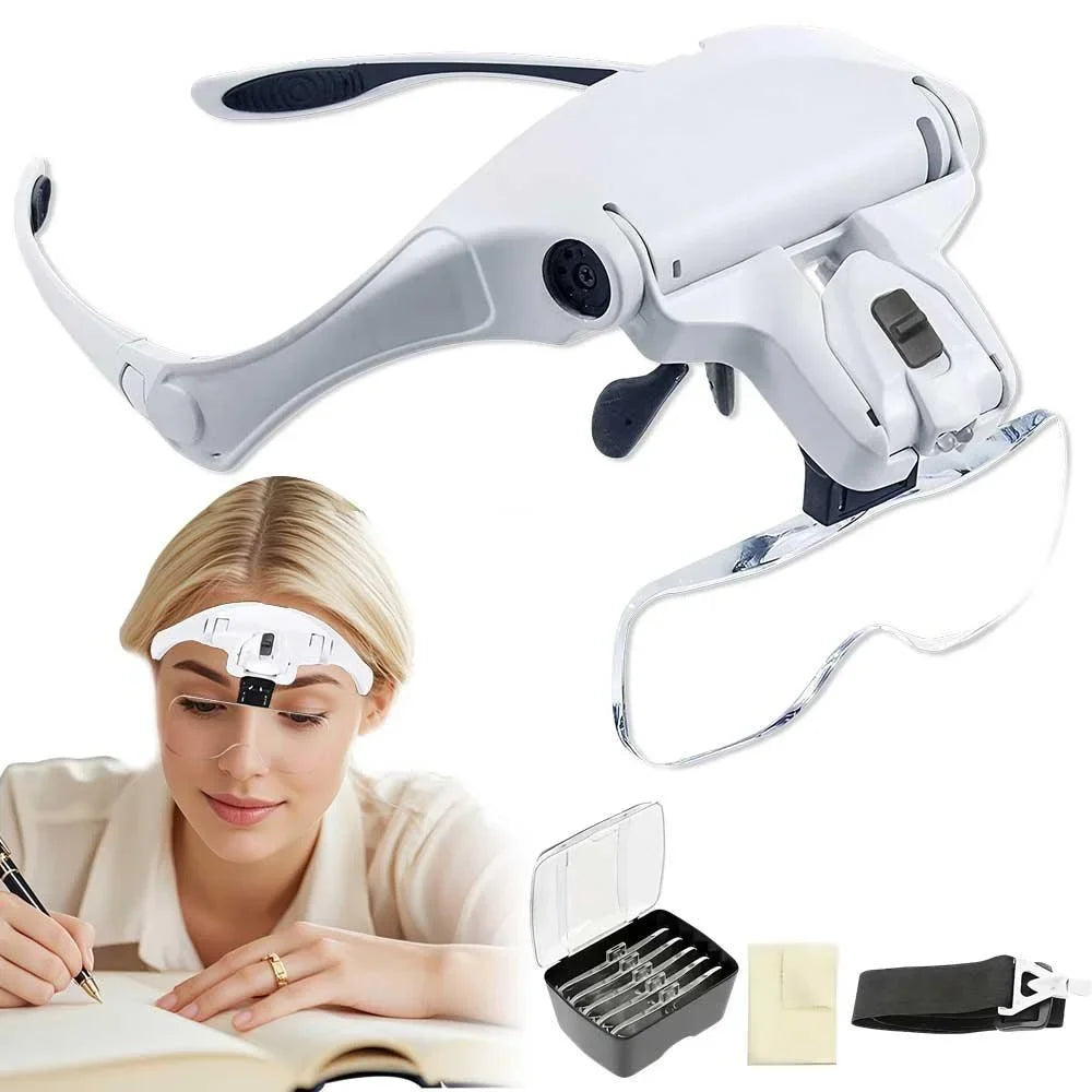LED Light Head Magnifier with Adjustable 5 Lenses - Smarsty