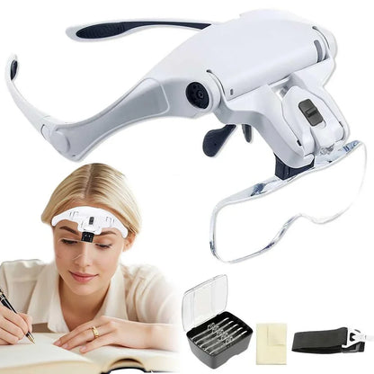 LED Light Head Magnifier with Adjustable 5 Lenses - Smarsty