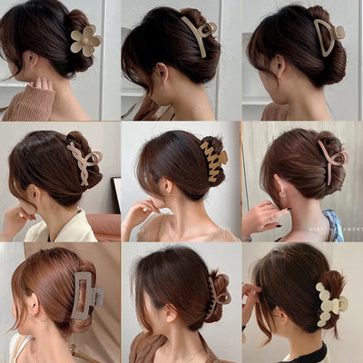 Korean Coffee Beige Acrylic Geometric Hair Claw Clip Large - Smarsty