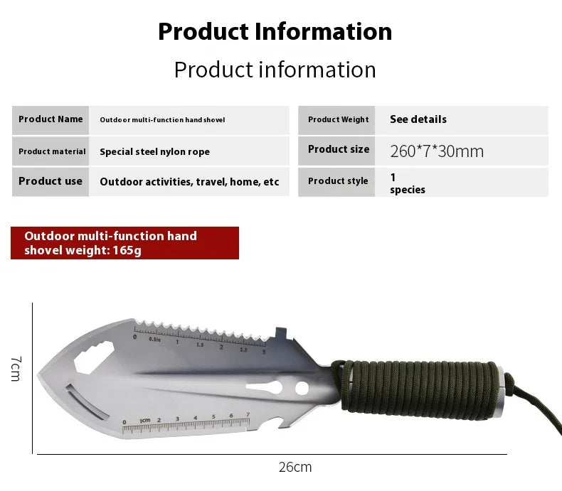 Portable Camping Hiking Traveling Pinic Shovel Multifunctional Ordnance Shovel Survival Outdoor Equipment Garden Tool Shovel by Smarsty