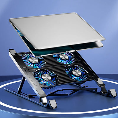 Laptop Cooling Pad with 2/4 Fans Foldable Notebook Stand RGB Silent Gaming Laptop Cooler Fan 7 Height for 11-17.3 Inch Notebook - Smarsty
