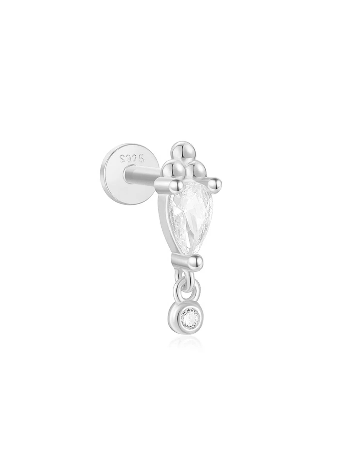 925 Sterling Silver Lotus Tassel Zircon Stud Earrings - Smarsty