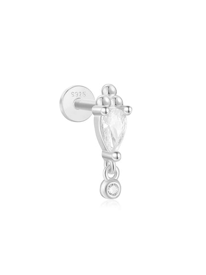925 Sterling Silver Lotus Tassel Zircon Stud Earrings - Smarsty
