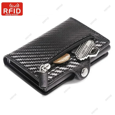 Carbon Fiber Rfid Blocking Men ID Credit Card Holders Wallet Leather Metal Business Bank CreditCard Cardholder Case Carteras - Smarsty