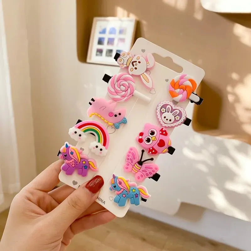 Cute Cartoon Unicorn Hair Clips Set for Girls - Smarsty
