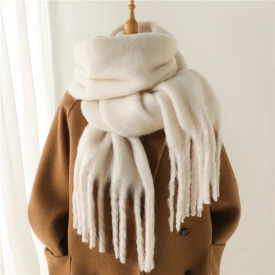 Winter Scarf for Women Cashmere Warm Solid Pashmina Blanket Wraps Female Thick Soft Bufanda Big Tassel Shawl Long Poncho Echarpe - Smarsty