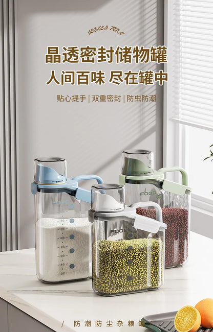 Moisture-Proof Storage Container for Grains Pet Food Snacks Transparent Sealed Food Storage Jar Kitchen Organizer for Dry Foods