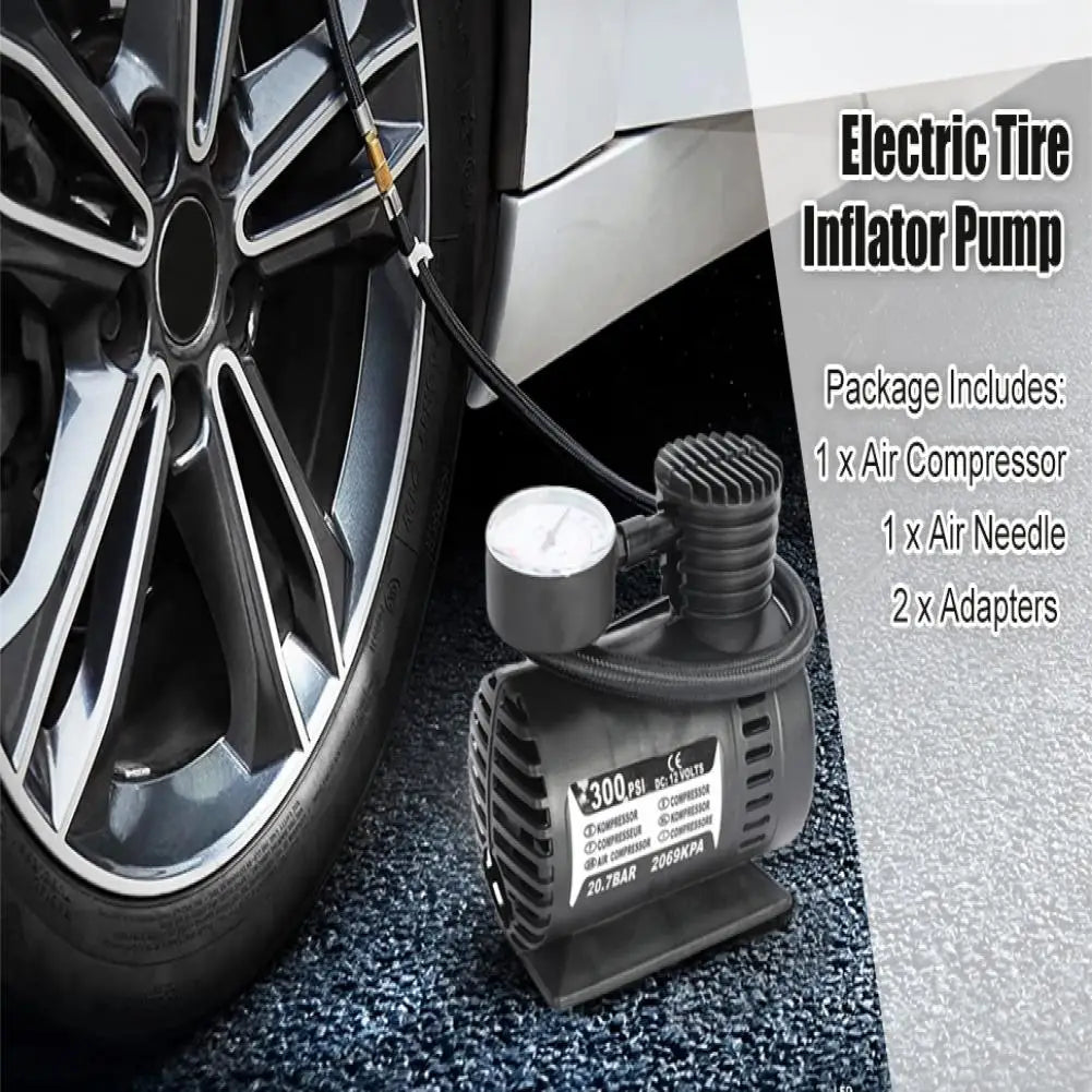 300PSI 12V Mini Air Compressor Auto Car Electric Tire Inflator Pump Mini Air Compressor Auto Electric Air Pump Car Tire Inflator