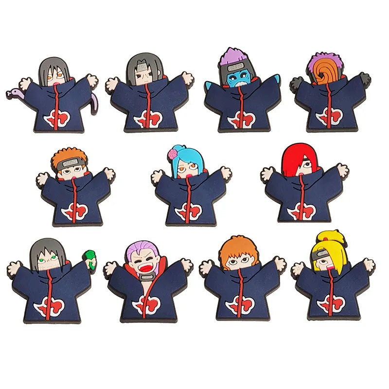 12/27pcs MINISO Japanese anime Shoes Charms PVC Shoe Accessories DIY Shoe Buckle Clogs Sandal Decoration For Kids X-mas Gifts
