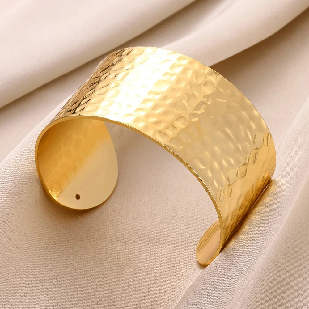 Gold Color Stainless Steel Cuff Bracelet for Women - Smarsty