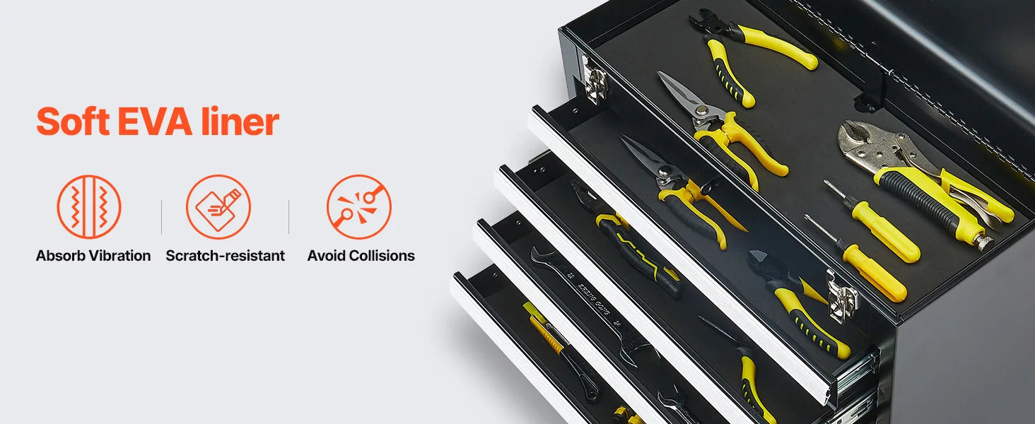 SucceBuy 20.5in Metal Tool Box Portable 4-Drawers Tool Chest with Drawers Locking Multi-Function Tool Organizer for Workshop