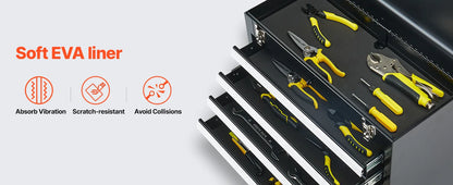 SucceBuy 20.5in Metal Tool Box Portable 4-Drawers Tool Chest with Drawers Locking Multi-Function Tool Organizer for Workshop