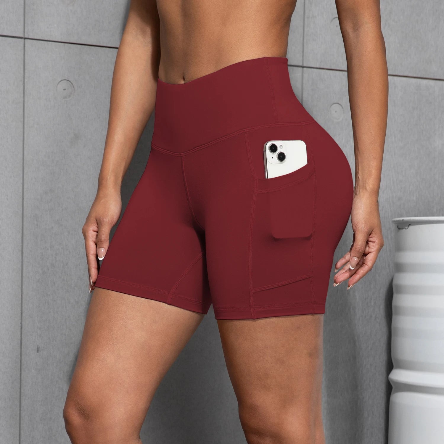 Womens Yoga Pocket Shorts Leggings High Waist  Exercise Fitness Wear Girls Running Elastic Adult Short Pants Sports Outfits ﻿ - Smarsty