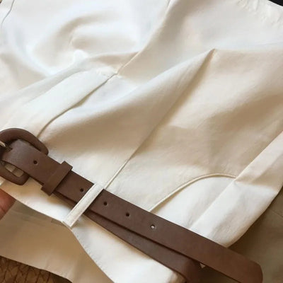 [Delivery belt] Summer new wide leg shorts Thin cotton A-frame shorts Office ladies classic loose casual zipper shorts for women - Smarsty