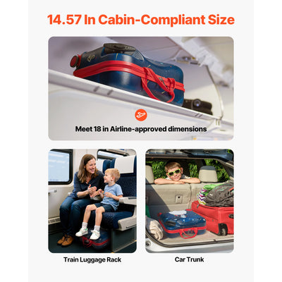 SucceBuy 18in Ride-on Luggage 26L Tow Along Toddler Carry on Luggage with Wheels Kids Riding Suitcase for Boys & Girls Gifts
