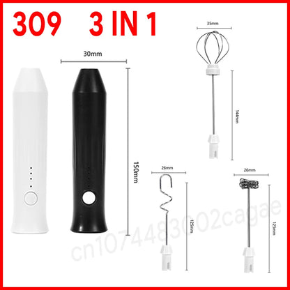 HOT  Electric Milk Frother + Egg Beater Wireless Type-C Charging 3 Speeds Mini Handheld Foam Maker Coffee Whisk Cooking Tools - Smarsty