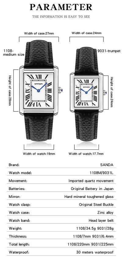 Luxury Waterproof Couple Watch with Leather Strap - Smarsty