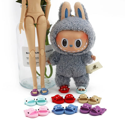 (Shoes Only)17cm Labubu Accessories Shoes Dolls Can Wear Shark Slippers Fun and Stylish Casual Shoes for Playtime by Smarsty