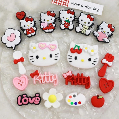 Beach Style Tropical Tan Hello Kitty Shoe Charms Set For DIY Clogs Sandals Decoration KT Cat PVC Material Design Christmas Gifts
