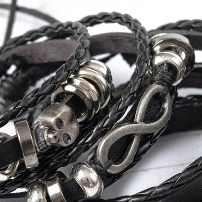 5pcs Punk Style Braided Leather Bracelets Set - Smarsty