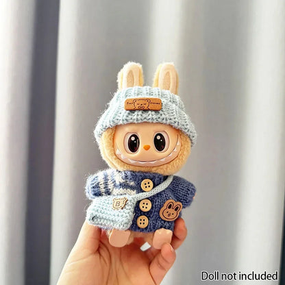 For 15-17 cm v1v2 Labubu Clothes outfit Labubu Sitting Party Bear Label Scarf Hat Bag Dolls Accessories Cute Decoration by Smarsty