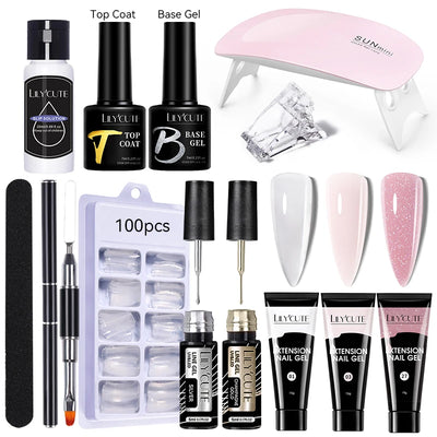 LILYCUTE Nail Gel Set with 6W LED Lamp for Quick Manicure - Smarsty