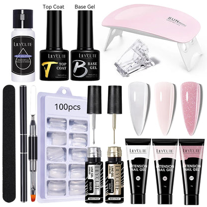 LILYCUTE Nail Gel Set with 6W LED Lamp for Quick Manicure - Smarsty
