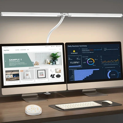 LED Desk Lamp for Home Office - 24 Watt Eye-Care Architectural Desk Lamp with Fixture, Desk Lamp with 5-Color Stepless Dimmer