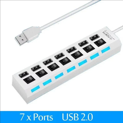 Seven Port USB 2 0 Hub With Built In Current Protection